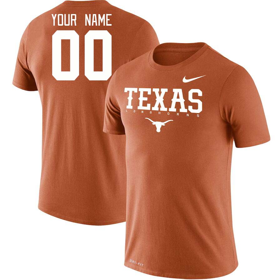 Custom Texas Longhorns Name And Number College Tshirt-Orange